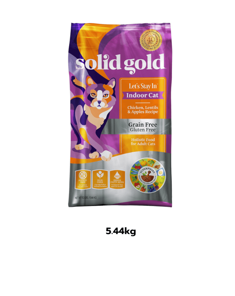 อาหารแมว Solid Gold เกรดโฮลิสติก สูตร Let's Stay In สำหรับแมวเลี้ยงในบ้าน 5.44 กก.